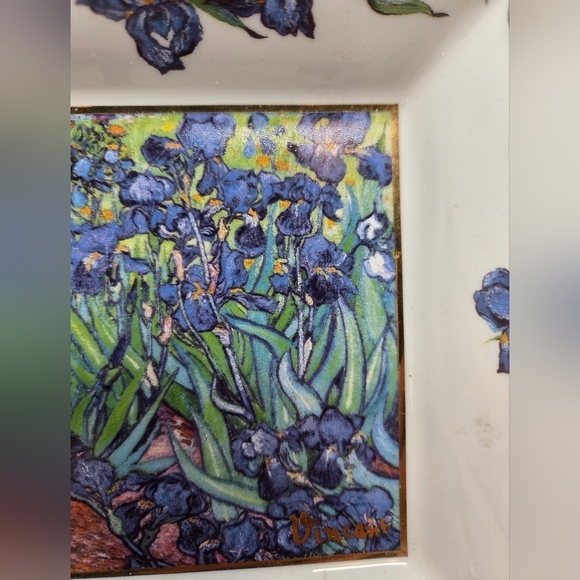 Vintage Goebel Ceramic Dish Featuring The Les Iris Painting By Vincent Van Gogh - Picture 6 of 14